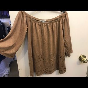 Flowy brown suede top